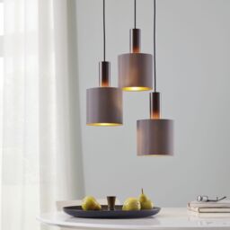 Loops Pendant Light Colour Dark Brown Shade Cappuccino Gold Fabric Bulb E27 1x60W - thumbnail 3