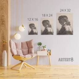 "Artery8 Self portrait in a cap & scarf Rembrandt Canvas Wall Art Print in White - Size: W12"" x H16""" - thumbnail 4