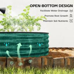 OUTSUNNY Galvanised Raised Garden Bed Planter Box in Teal - thumbnail 6