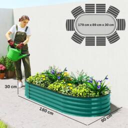 OUTSUNNY Galvanised Raised Garden Bed Planter Box in Teal - thumbnail 3