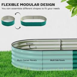 OUTSUNNY Galvanised Raised Garden Bed Planter Box in Teal - thumbnail 4