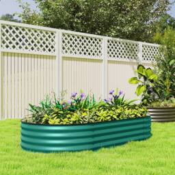 OUTSUNNY Galvanised Raised Garden Bed Planter Box in Teal - thumbnail 1