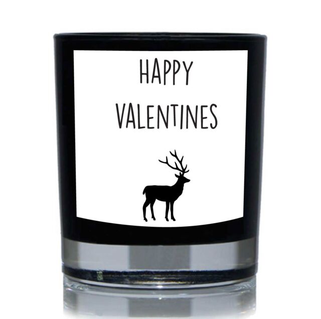 60 SECOND MAKEOVER Valentines Candle Happy Valentines Deer Candle Gift 20cl Candle in Black