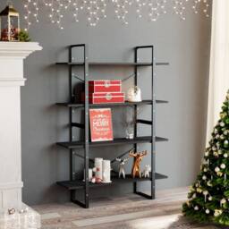 Berkfield Home Decorative 4-Tier Book Cabinet Grey 100x30x140 cm Engineered Wood - Size: 100 x 30 x 140 cm - thumbnail 2