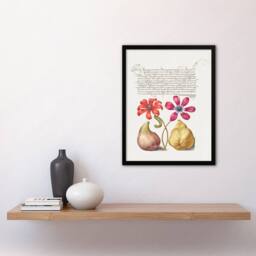 Artery8 Model Book of Calligraphy Framed Wall Art Poppy Anemone Fig & Quince in White - Size: A4 - thumbnail 2