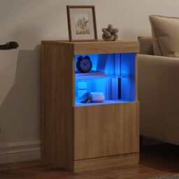 Berkfield Home Sideboard with LED Lights Sonoma Oak 41x37x67 cm in Brown - Size: 41 x 37 x 67 cm - thumbnail 4