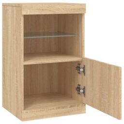 Berkfield Home Sideboard with LED Lights Sonoma Oak 41x37x67 cm in Brown - Size: 41 x 37 x 67 cm - thumbnail 7
