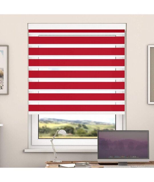New Edge Blinds Pepper Day & Night Zebra Roller Blind with Cassette in Dark Red - Size: 60 cm width x 200 cm drop - image 1
