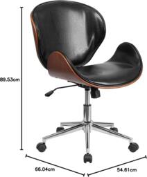 FWStyle Walnut Effect Black Faux Leather Executive Office Swivel Chair - thumbnail 5