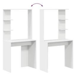 Berkfield Home White Computer Desk White Engineered wood Medium Computer Desk - thumbnail 9