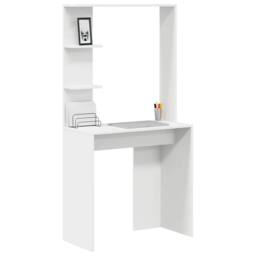 Berkfield Home White Computer Desk White Engineered wood Medium Computer Desk - thumbnail 3