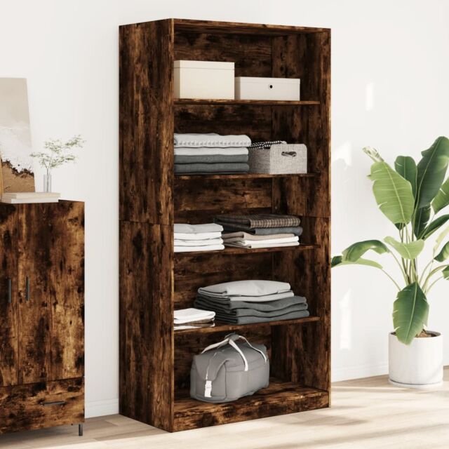 Berkfield Home Wardrobe Smoked Oak 100x50x200 cm Engineered Wood in Brown - Size: 100 x 50 x 200 cm - image 1