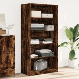 Berkfield Home Wardrobe Smoked Oak 100x50x200 cm Engineered Wood in Brown - Size: 100 x 50 x 200 cm - thumbnail 1
