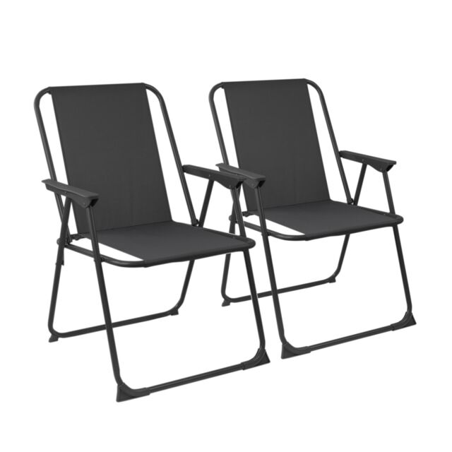 Harbour Housewares Folding Metal Beach Chairs Pack of 2 in Black - image 1