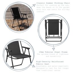 Harbour Housewares Folding Metal Beach Chairs Pack of 2 in Black - thumbnail 2