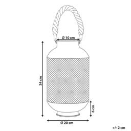 Wyld and Coco Black Metal Lantern with Rope Handle - Openwork Filigree Single Candle - thumbnail 3