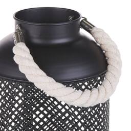 Wyld and Coco Black Metal Lantern with Rope Handle - Openwork Filigree Single Candle - thumbnail 5