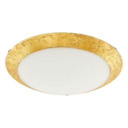 Loops Wall Flush Ceiling Light Colour White Shade White Gold Glass Bulb LED 16W