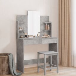 Berkfield Home Dressing Table with Mirror Concrete Grey 96x39x142 cm - Size: 96 x 39 x 142 cm