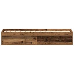 Berkfield Home Durable Bed Frame without Mattress Old Wood 90x200cm Engineered Wood in Brown - Size: 90x200 cm - thumbnail 6