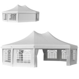 OUTSUNNY 10 Sides Heavy Duty Tent Gazebo Outdoor Party Wedding Event Marquee in White - thumbnail 2