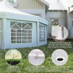 OUTSUNNY 10 Sides Heavy Duty Tent Gazebo Outdoor Party Wedding Event Marquee in White - thumbnail 4