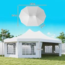 OUTSUNNY 10 Sides Heavy Duty Tent Gazebo Outdoor Party Wedding Event Marquee in White - thumbnail 3