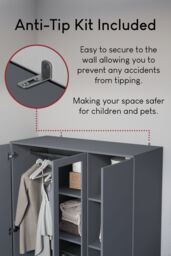 Home Discount Vida Designs Riano 3 Door 2 Drawer Mirrored Wardrobe Storage Organizer in Grey - thumbnail 6