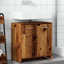Berkfield Home Bathroom Sink Cabinet Old Wood 60x33x60 cm Engineered Wood in Brown - Size: 60 x 33 x 60 cm - thumbnail 4
