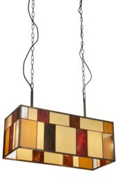 Orsina Deco Rectangle Ceiling Light, Rustic Bronze Pendant With Multicoloured Textured Glass, Glass Ceiling Light - thumbnail 4