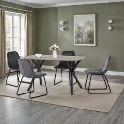 Seconique Athens Concrete Effect Rectangular Dining Set with Lukas Chairs in Grey