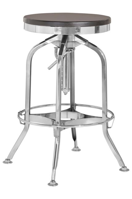 Orsina Gator Ash Wood Seat Metallic Stool in Silver - image 1