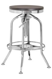 Orsina Gator Ash Wood Seat Metallic Stool in Silver - thumbnail 6