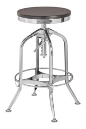 Orsina Gator Ash Wood Seat Metallic Stool in Silver - thumbnail 3