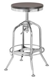 Orsina Gator Ash Wood Seat Metallic Stool in Silver - thumbnail 4