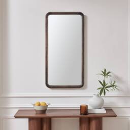 FurnitureboxUK Rowena Walnut Wood Small 80x40cm Rectangle Wall Mirror in Brown - Size: 80x40 cm - thumbnail 2