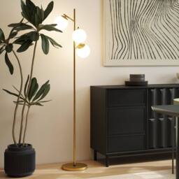 Wyld Haus Lidi 3 Light Gold Tone Tree Floor Lamp White Globe Shades - thumbnail 8