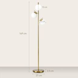 Wyld Haus Lidi 3 Light Gold Tone Tree Floor Lamp White Globe Shades - thumbnail 4