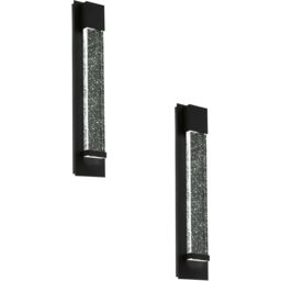Loops 2 PACK IP44 Outdoor Wall Light Black Long Bubble Glass 3.3W LED Porch Lamp