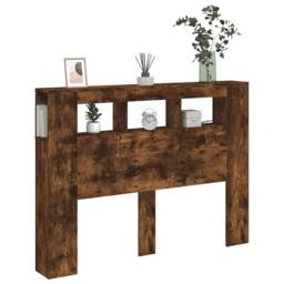 Berkfield Home LED Headboard Smoked Oak 140x18.5x103.5 cm Engineered Wood in Brown - thumbnail 4
