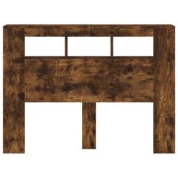 Berkfield Home LED Headboard Smoked Oak 140x18.5x103.5 cm Engineered Wood in Brown - thumbnail 6