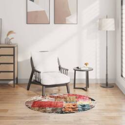 Berkfield Home Rug Washable Patchwork 120 cm Multicolour Anti Slip - Size: 100 cm diameter - thumbnail 2