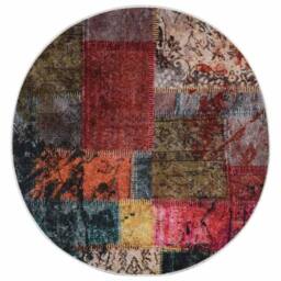 Berkfield Home Rug Washable Patchwork 120 cm Multicolour Anti Slip - Size: 100 cm diameter - thumbnail 3