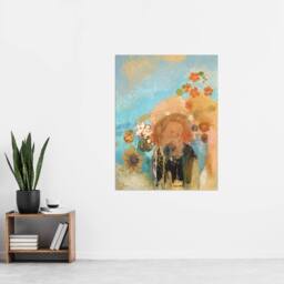 "Artery8 Evocation of Roussel Floral Portrait Redon Wall Art Print Poster in Blue - Size: W12"" x H16""" - thumbnail 4