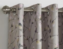 Luxury Living Blossom Bud Room Darkening Curtains in Beige - Size: 168 cm width x 137 cm drop - thumbnail 3