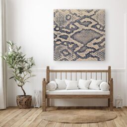 "Warren Reed - Designer Snake Skin Canvas in Grey - Size: W16"" x H16""" - thumbnail 3