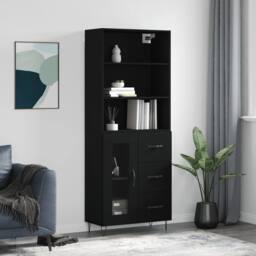 Berkfield Home Highboard Black 69.5x34x180 cm Engineered Wood - thumbnail 2