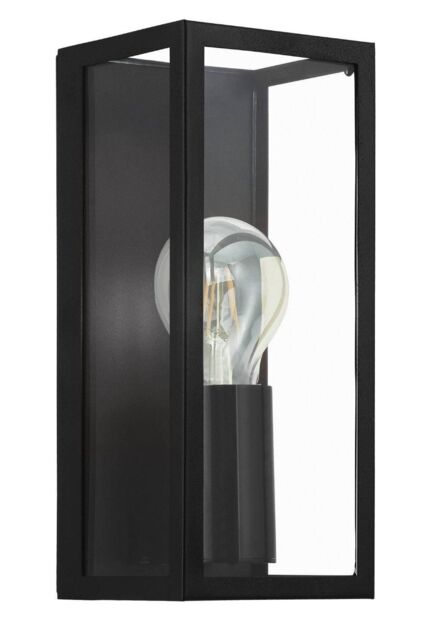 Eglo Amezola Clear Metal & Glass IP44 Bathroom or Outdoor Wall or Ceiling Light in Black - image 1