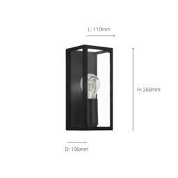 Eglo Amezola Clear Metal & Glass IP44 Bathroom or Outdoor Wall or Ceiling Light in Black - thumbnail 4