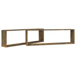 Berkfield Home Wall Cube Shelves 2 pcs Smoked Oak 100x15x30 cm Engineered Wood in Brown - Size: 100 x 15 x 30 cm - thumbnail 4